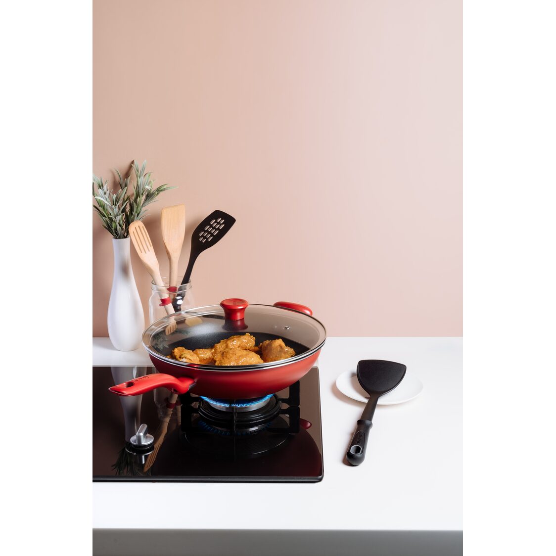 Tefal So Chef Induction Wok Pan 32cm with Glass Lid G13598 - Metro Singapore Departmental Store - Celebrating 69 Years in SG