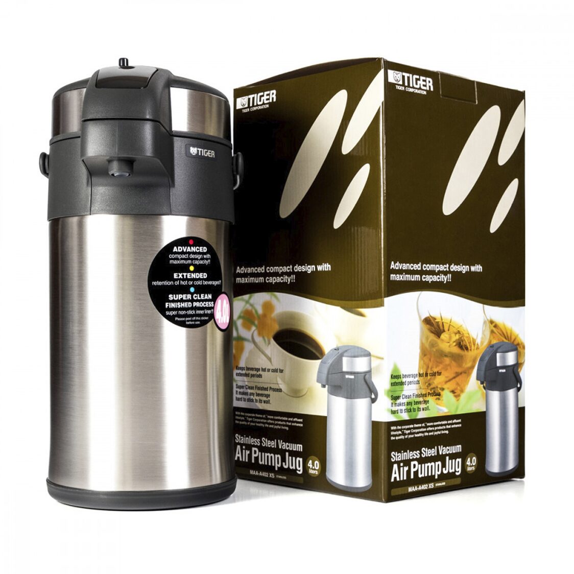 Tiger Double Stainless Steel Air Pump Jug 4.0L (MAA - A402) - Metro Singapore Departmental Store - Celebrating 69 Years in SG