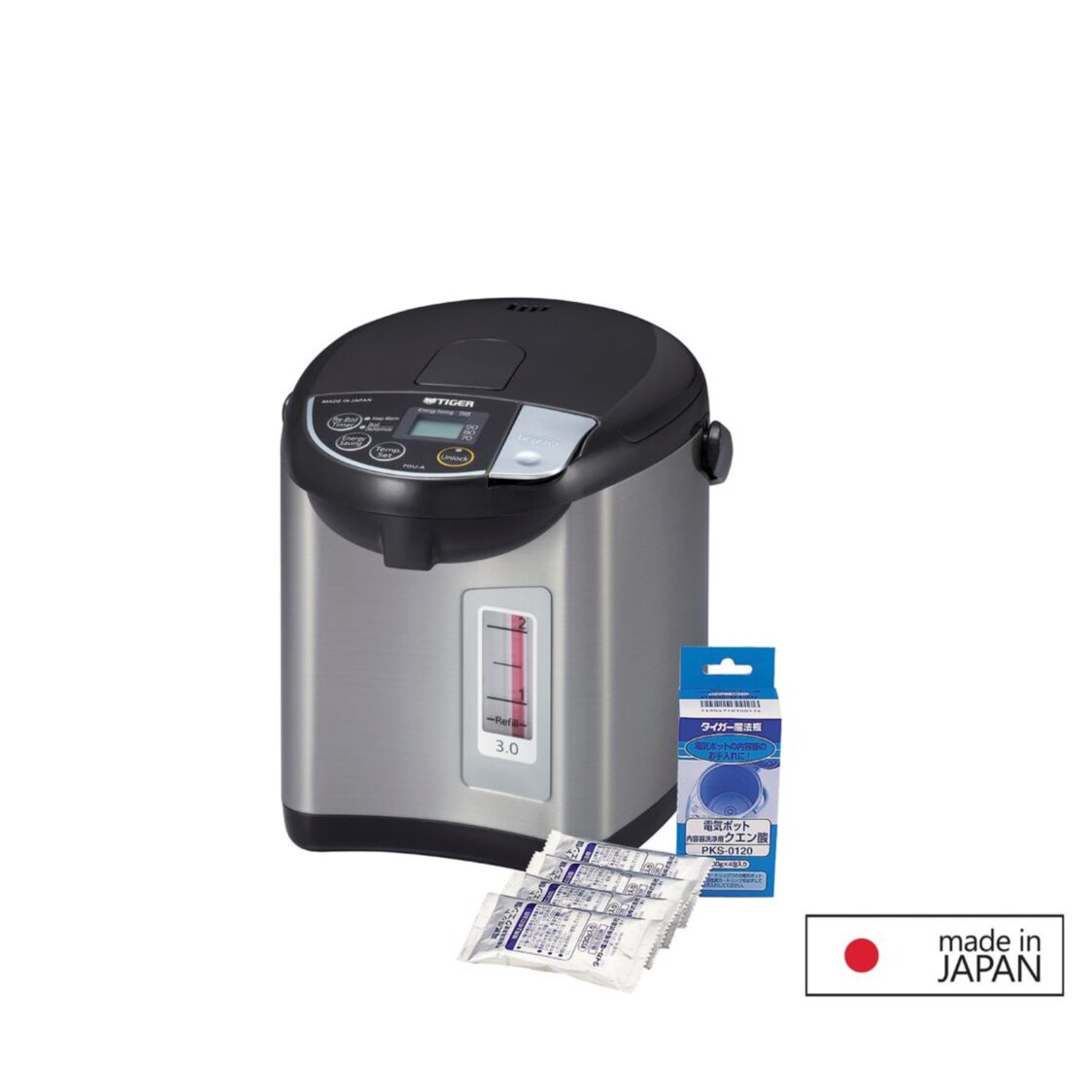 Tiger Electric Water Heater 3.0L / Free: Citric Acid Airpot Cleaner (PDU - A30S & PKS - 0120) - Metro Singapore Departmental Store - Celebrating 69 Years in SG
