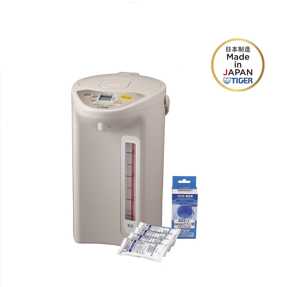 Tiger Electric Water Heater 4.0L / Free: Citric Acid Airpot Cleaner (PDR - S40S & PKS - 0120) - Metro Singapore Departmental Store - Celebrating 69 Years in SG