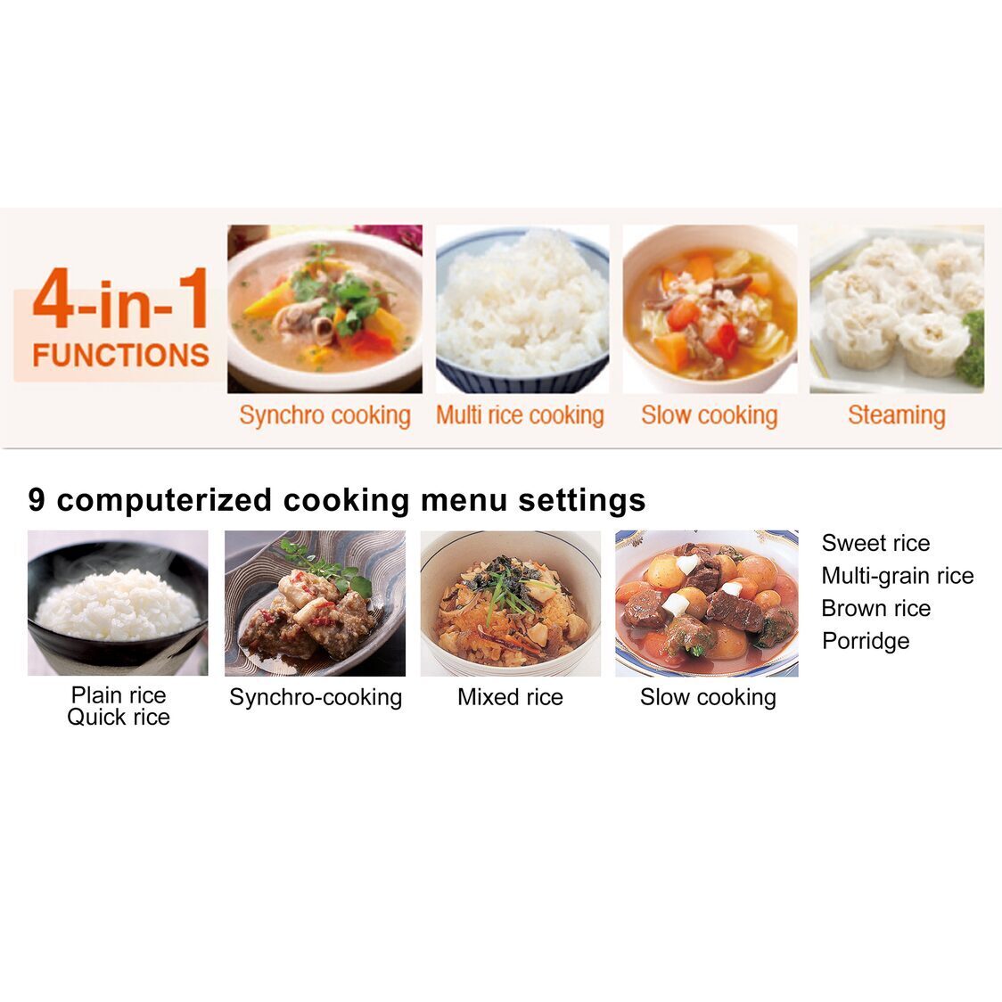 Tiger "TACOOK" "4 - in - 1" Function Rice Cooker 1.8L (JAX - R18S) - Metro Singapore Departmental Store - Celebrating 69 Years in SG