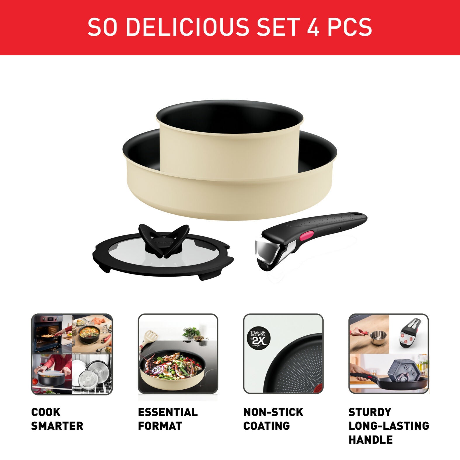 Tefal Ingenio So Delicious 4-PC IH Cookware Set