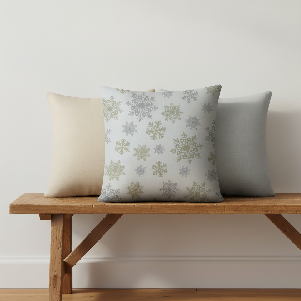 Rapee Snowflakes Cushion Cover | Double-sided Chenielle - 45 x 45 cm, Natural