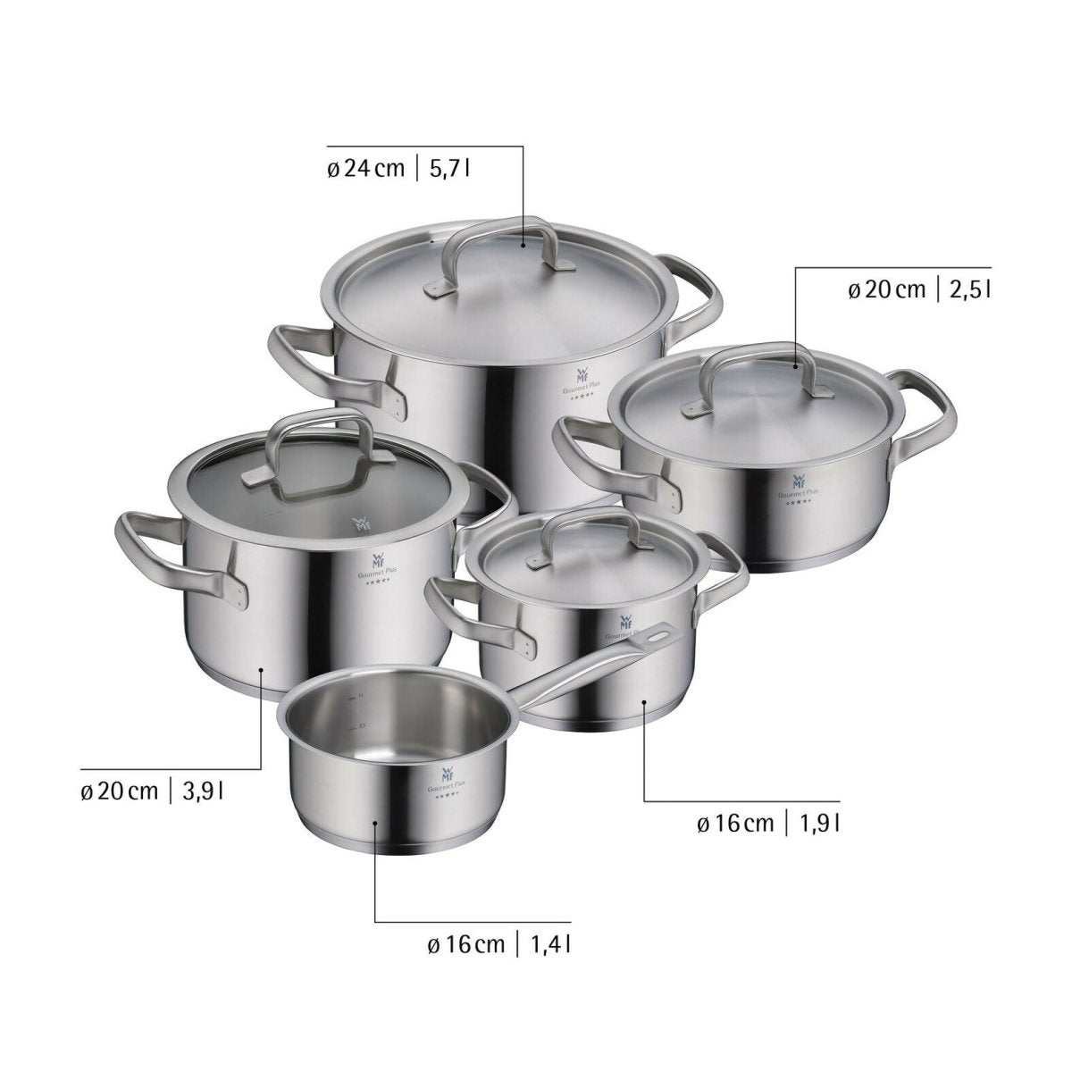 WMF Gourmet Plus 5-Piece Cookware Set II (Italy) (07-2055-9990) - Metro Singapore Departmental Store - Celebrating 69 Years in SG