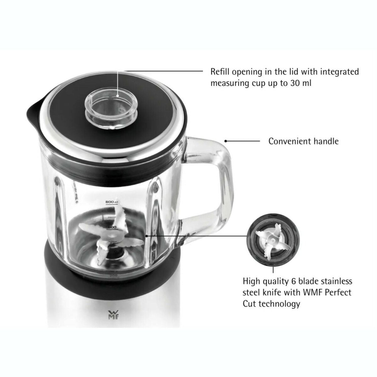 WMF KITCHENminis Glass Blender 0.8L (04 - 1649 - 8811) - Metro Singapore Departmental Store - Celebrating 69 Years in SG