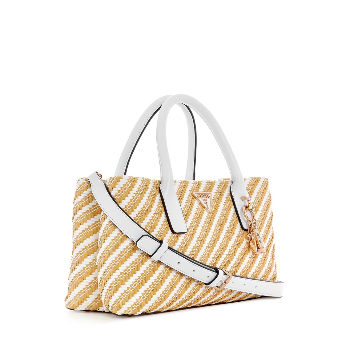 Guess Simona Small Satchel - Natural/White