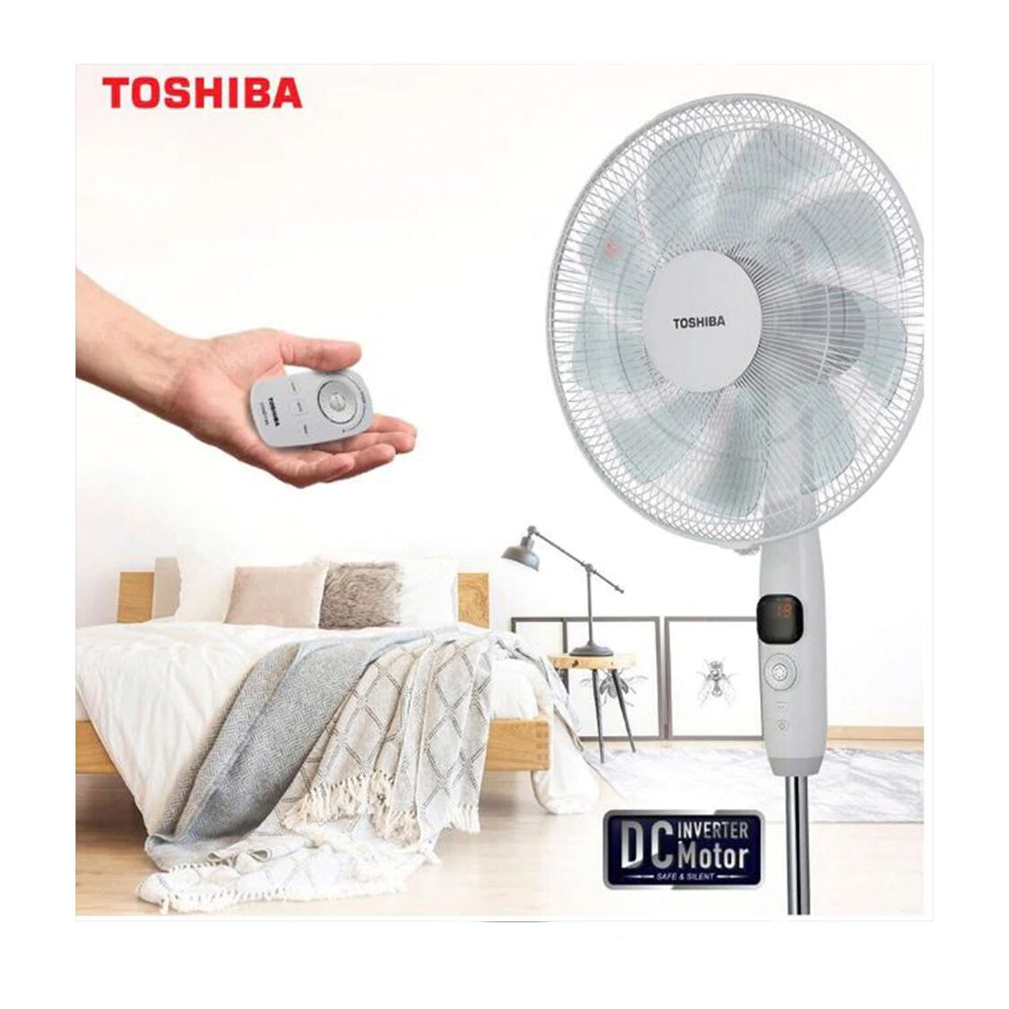 Toshiba 16'' 9 Blades standing Fan with Remote Control (F-LSD10WSG)