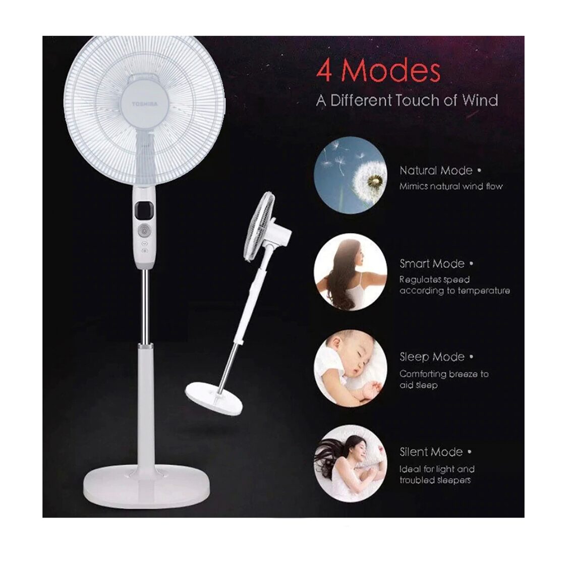 Toshiba 16'' 9 Blades standing Fan with Remote Control (F-LSD10WSG)