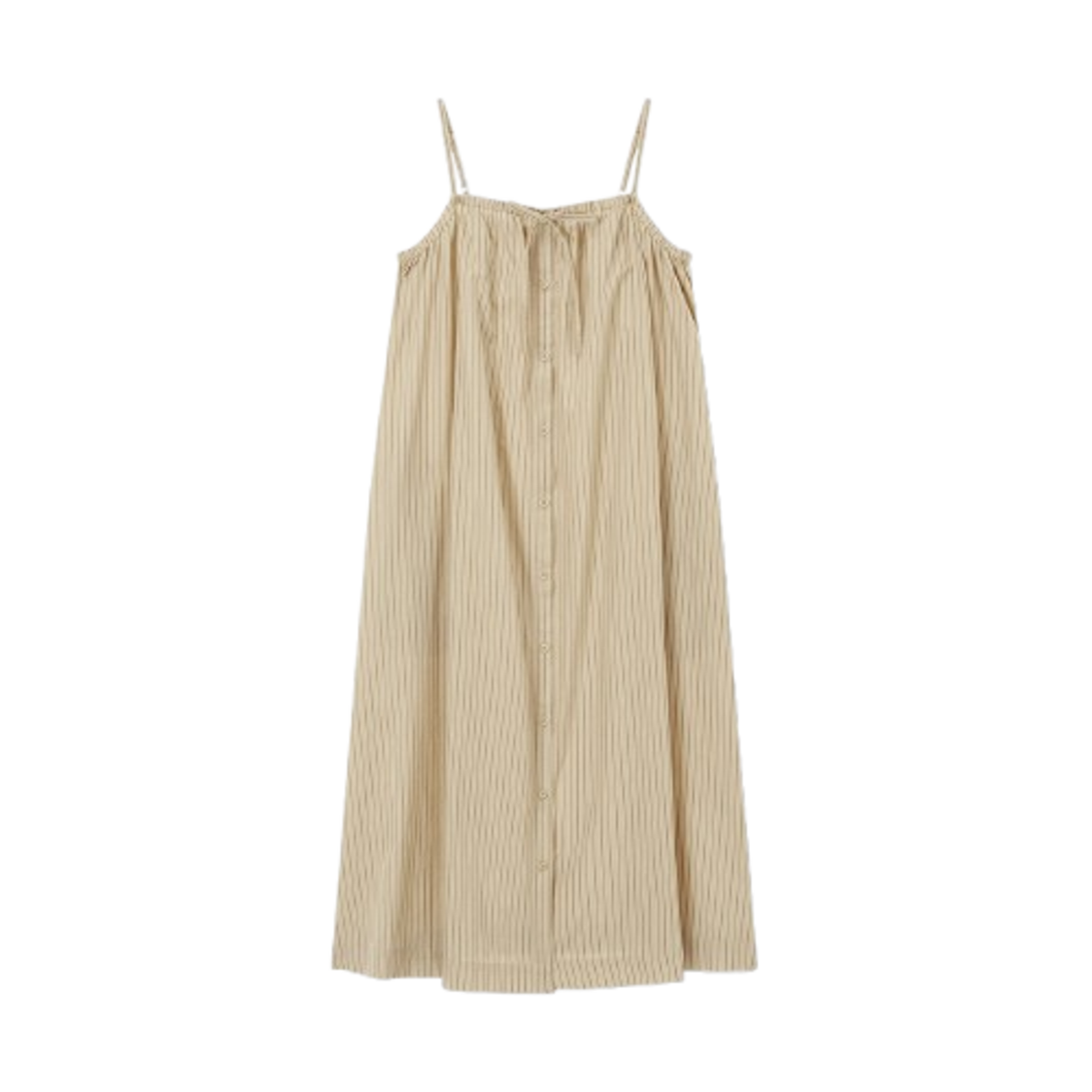 Jaju Women Cotton Stripe Sleeveless Pajama Dress Dark Beige