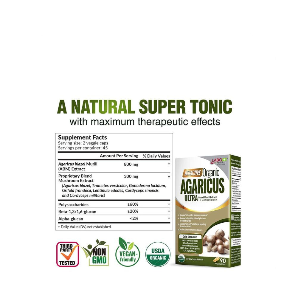 Labo Nutrition Bioactive Organic AGARICUS ULTRA 90 Veggie Caps Twin Pack