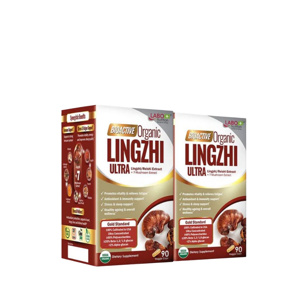 Labo Nutrition Bioactive Organic LINGZHI ULTRA 90 Veggie Caps Twin Pack