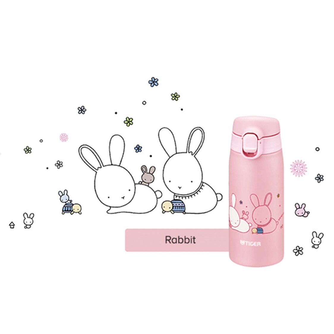 Tiger Double Stainless Steel Bottle 350ml - Whale/Rabbit (MCT-A035)