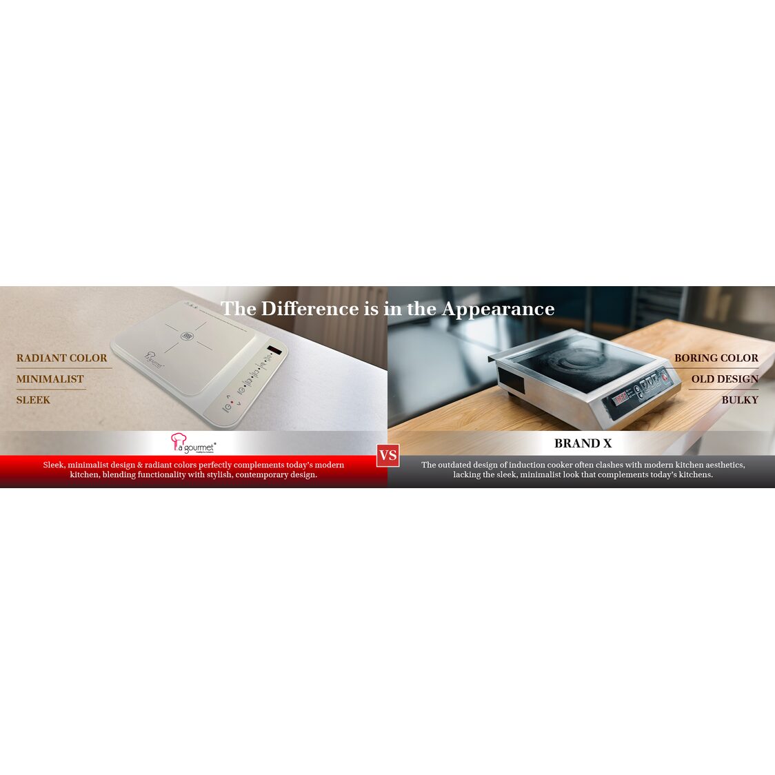 La Gourmet Sleek Induction Cooker - Cream LGELIC422125