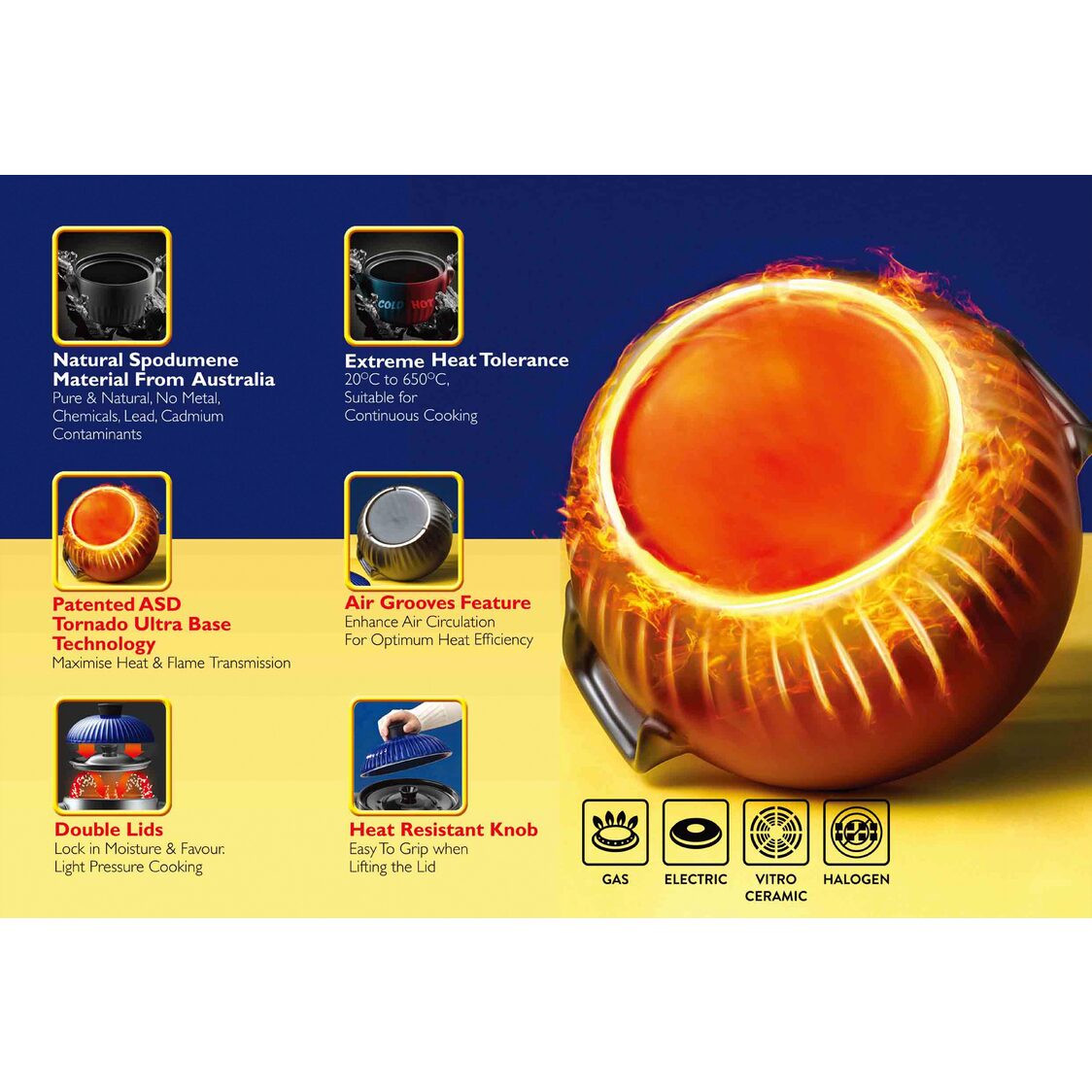 ASD Tornado Claypot Casserole 2L - 2 Lids (RXC20M1Q)