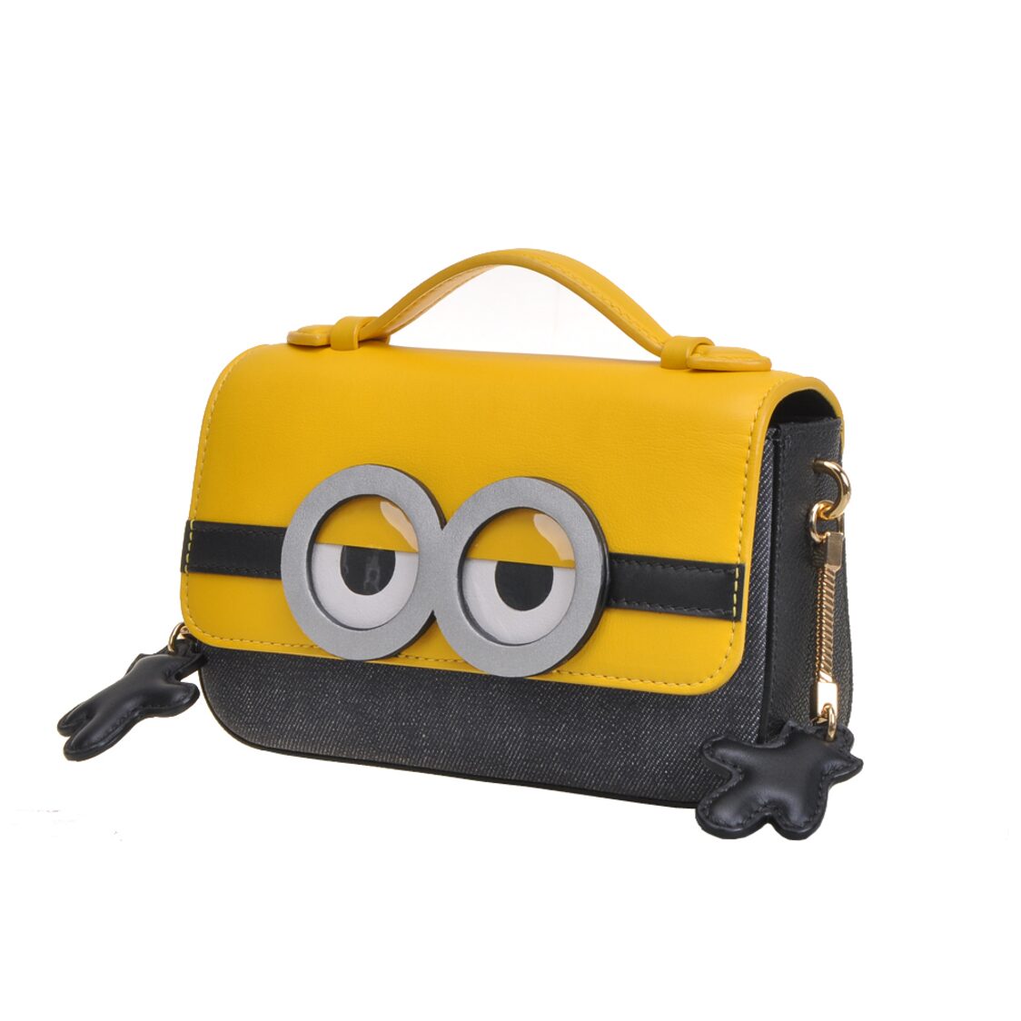 Fion Minions Jacquard with Leather Crossbody & Shoulder Handbag - FAAFIPJ023YLWBLEZZ