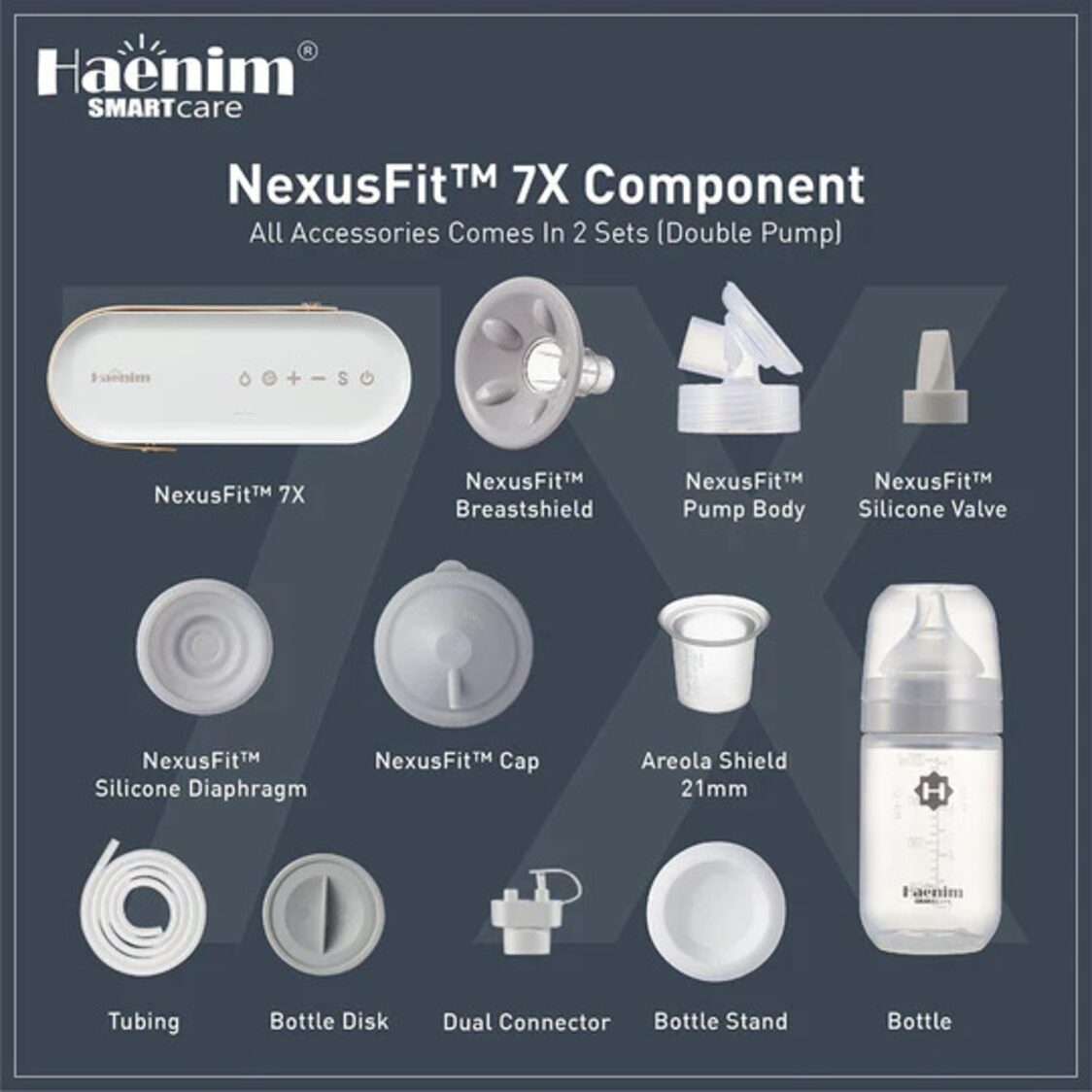 Haenim Nexusfit 7X Breast Pump (White Gray)
