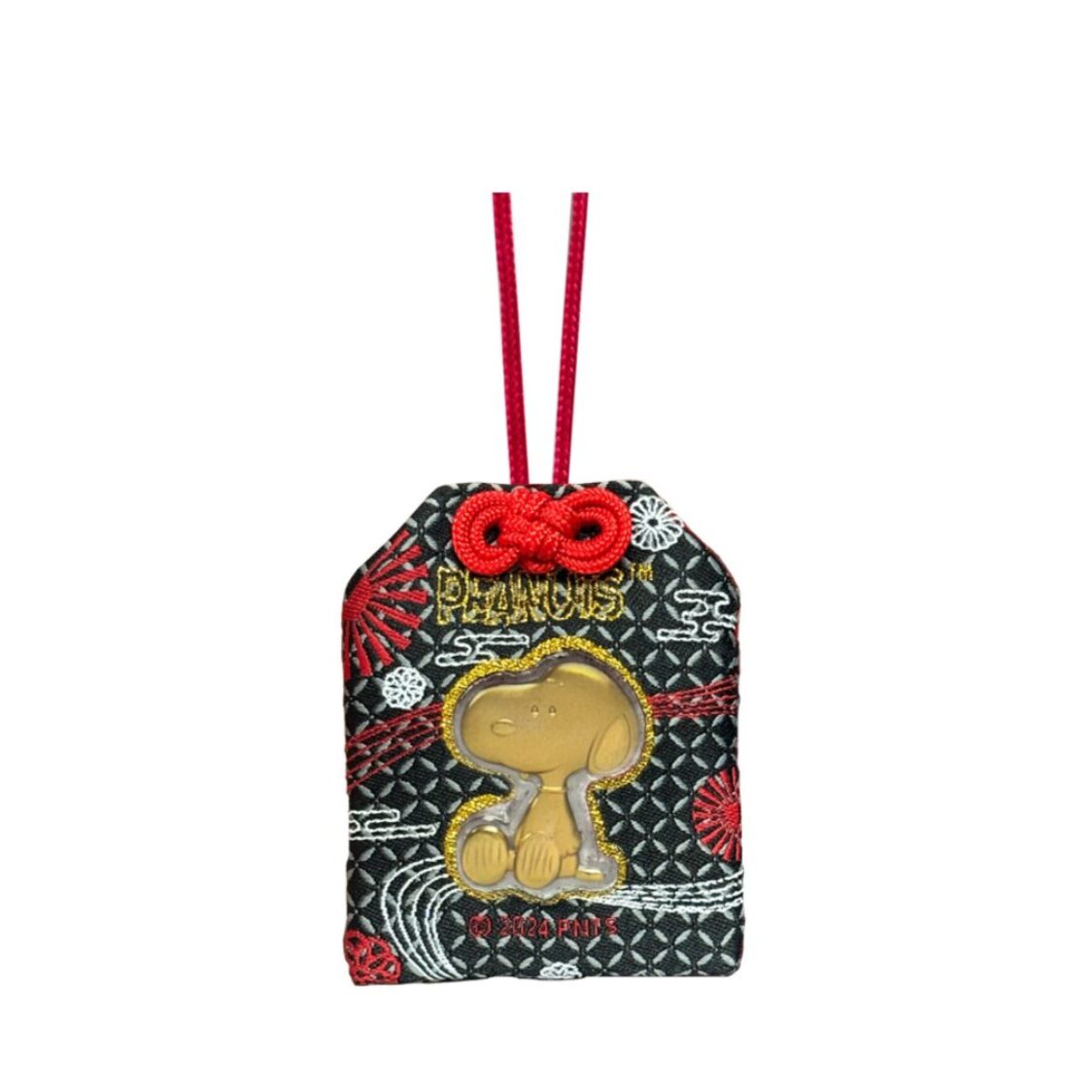 The Singapore Mint Peanuts Snoopy Sitting Gold Foil Black Charm Bag