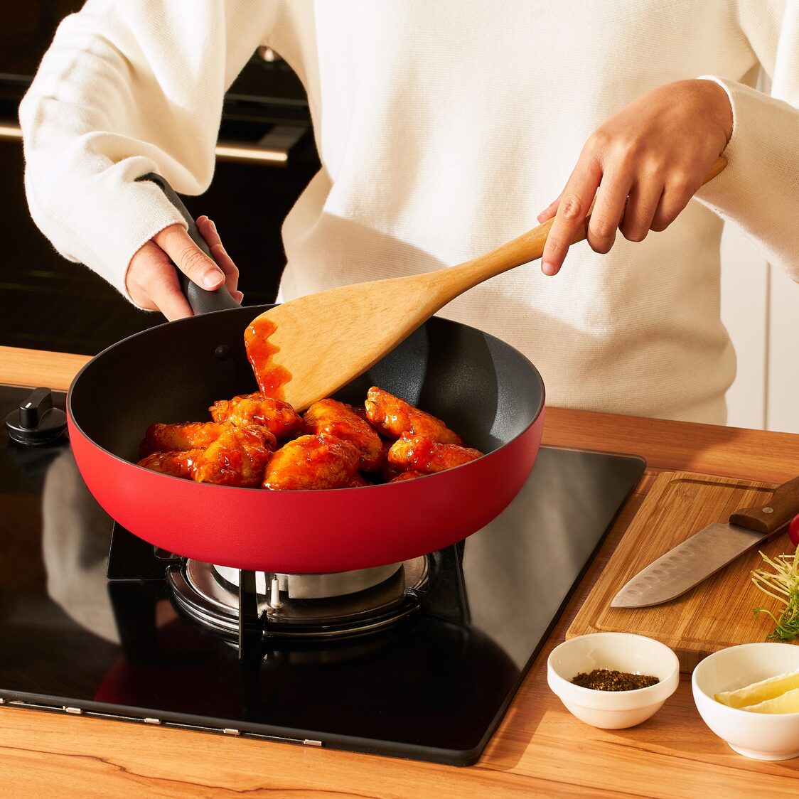 Meyer Bauhaus Nonstick Roma Red Open Frypan (Induction)