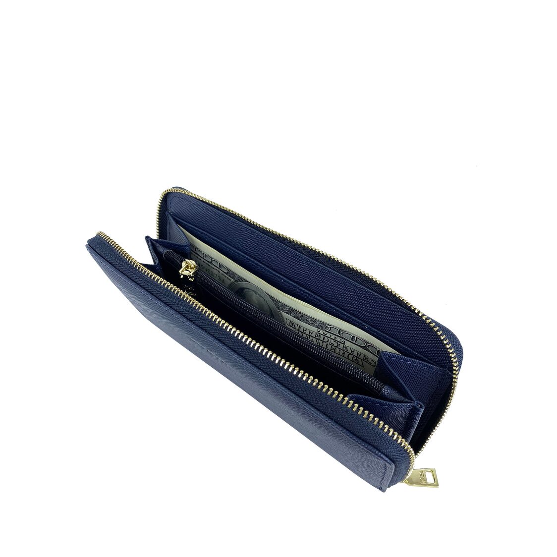 Mel&Co Saffiano-Effect Zip-Around Wallet