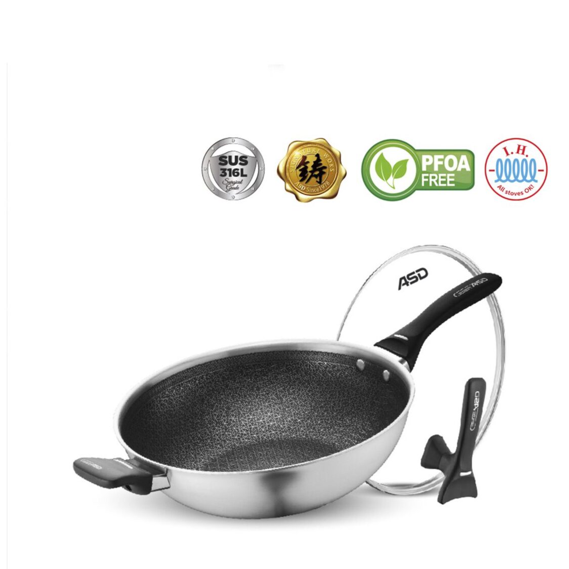 ASD Hybrid 3-Ply IH Hex-Wok 32cm (HP32HHW)