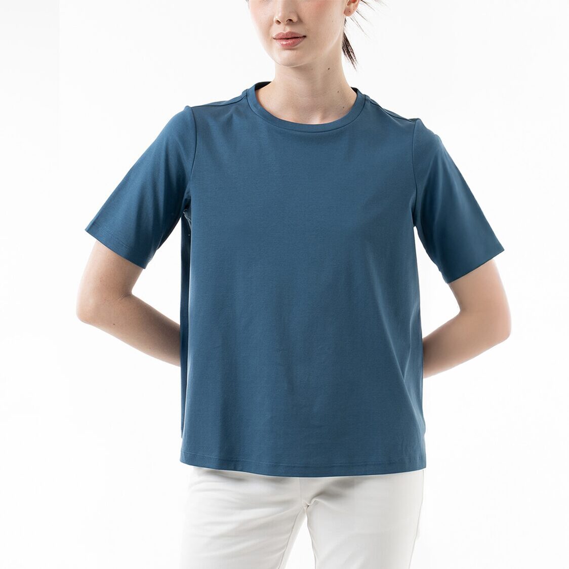 K/Woods Essential Boxy Tee in Indigo Blue