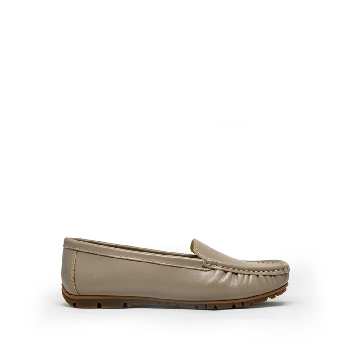 3688L Ladies Leather Moccasins/Slip Ons (Taupe)