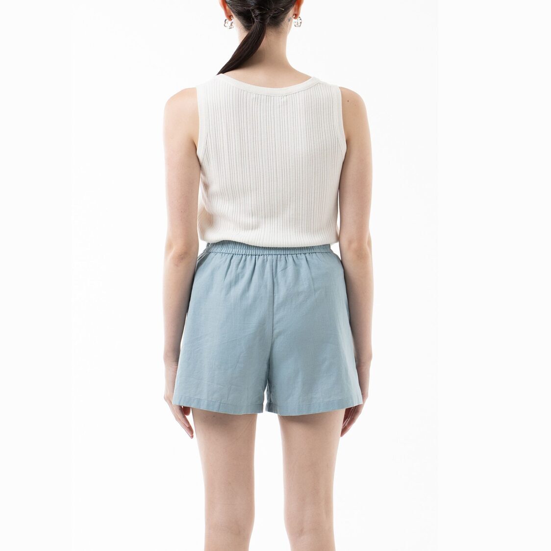 K/Woods Essential Linen Shorts in Teal Blue
