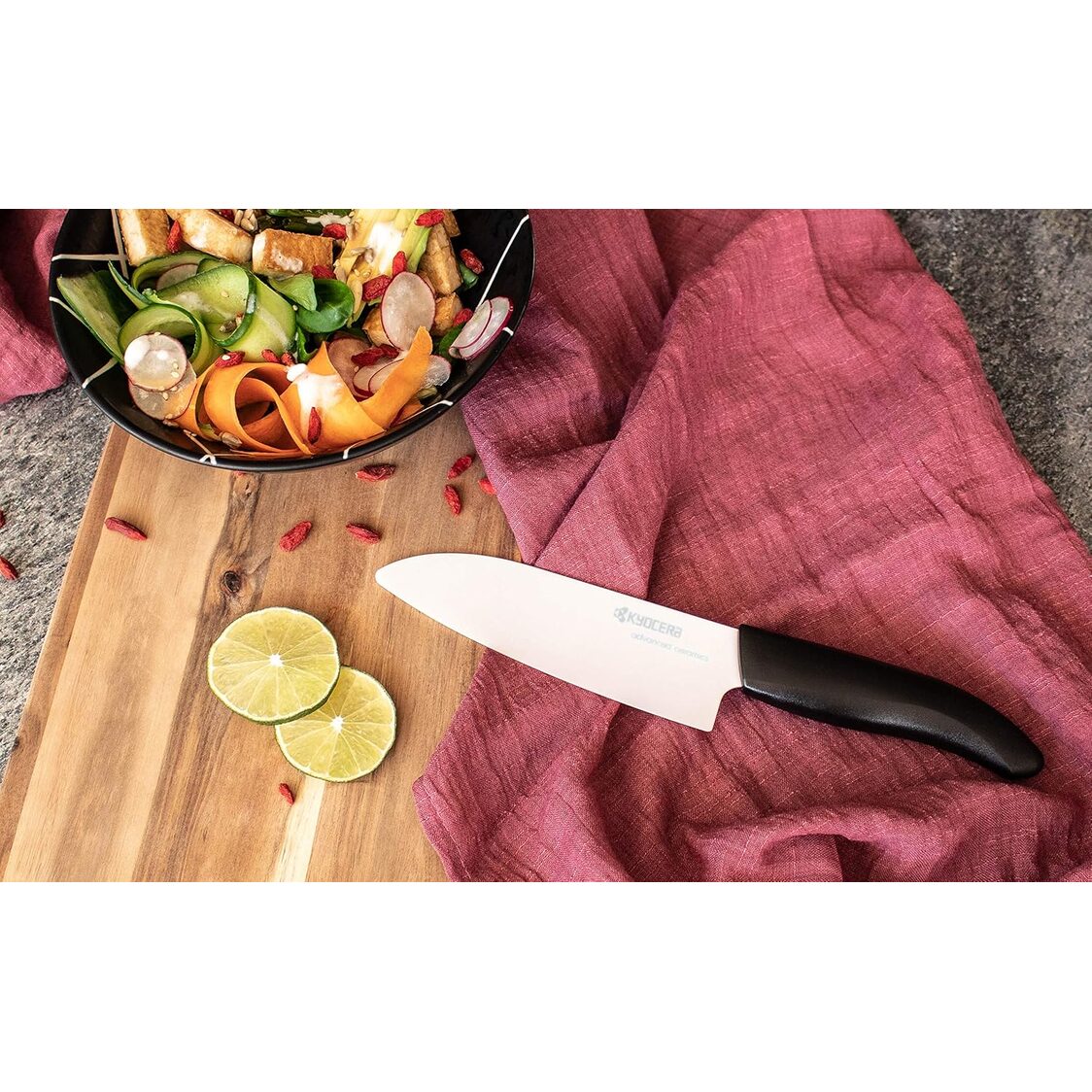 Kyocera 5.5" Advanced Zirconia Ceramic Santoku Knife (FK-140 WH-BK BIO)