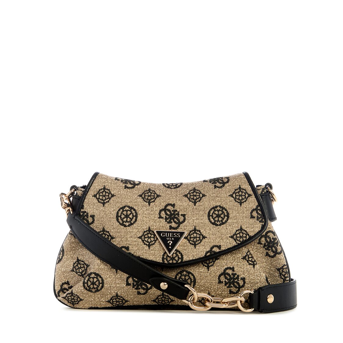 Guess Beyza Flap Shoulder Bag - Black Logo