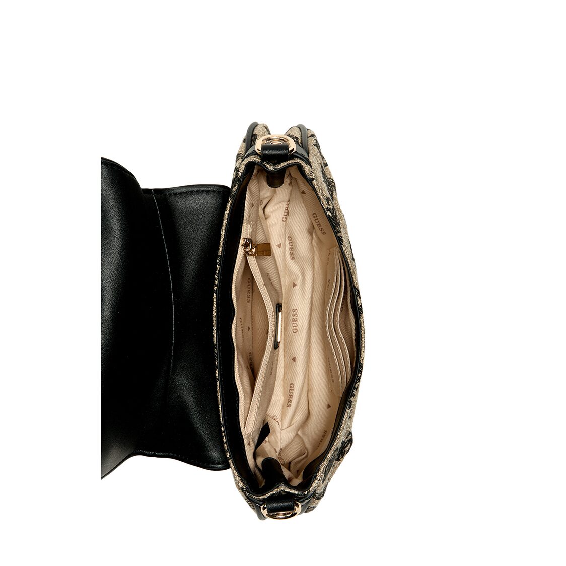 Guess Beyza Flap Shoulder Bag - Black Logo