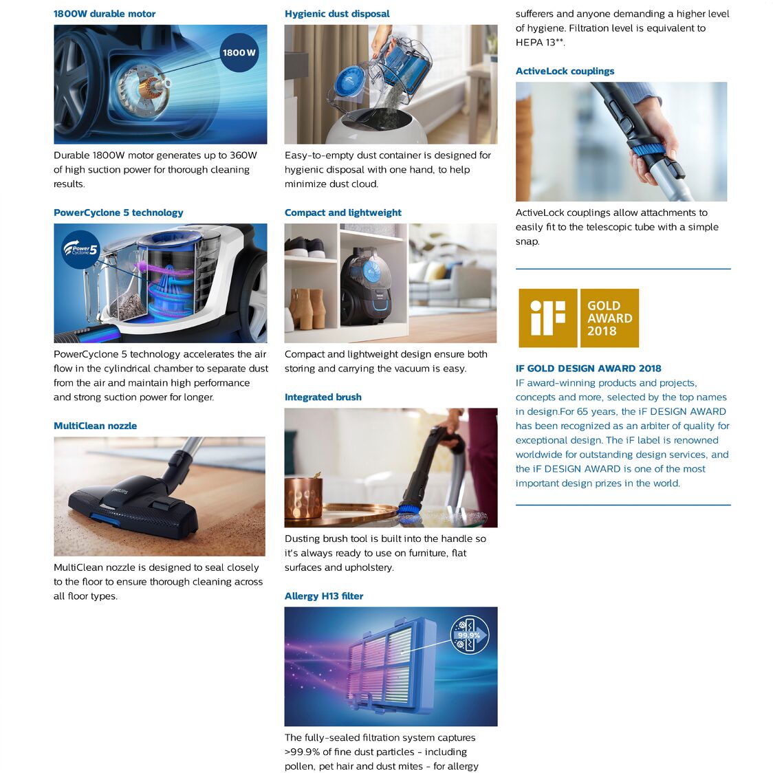 Philips PowerPro Compact Bagless Vacuum Cleaner 1800W (FC9350/61)