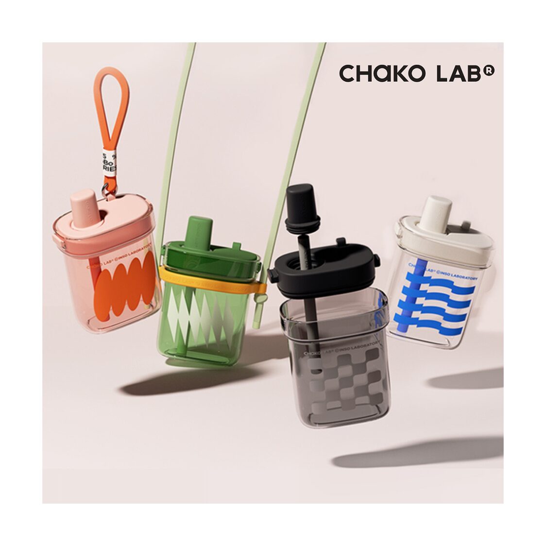 Chako Lab 780ml Bobo Straw Cup Square Pink/Orange