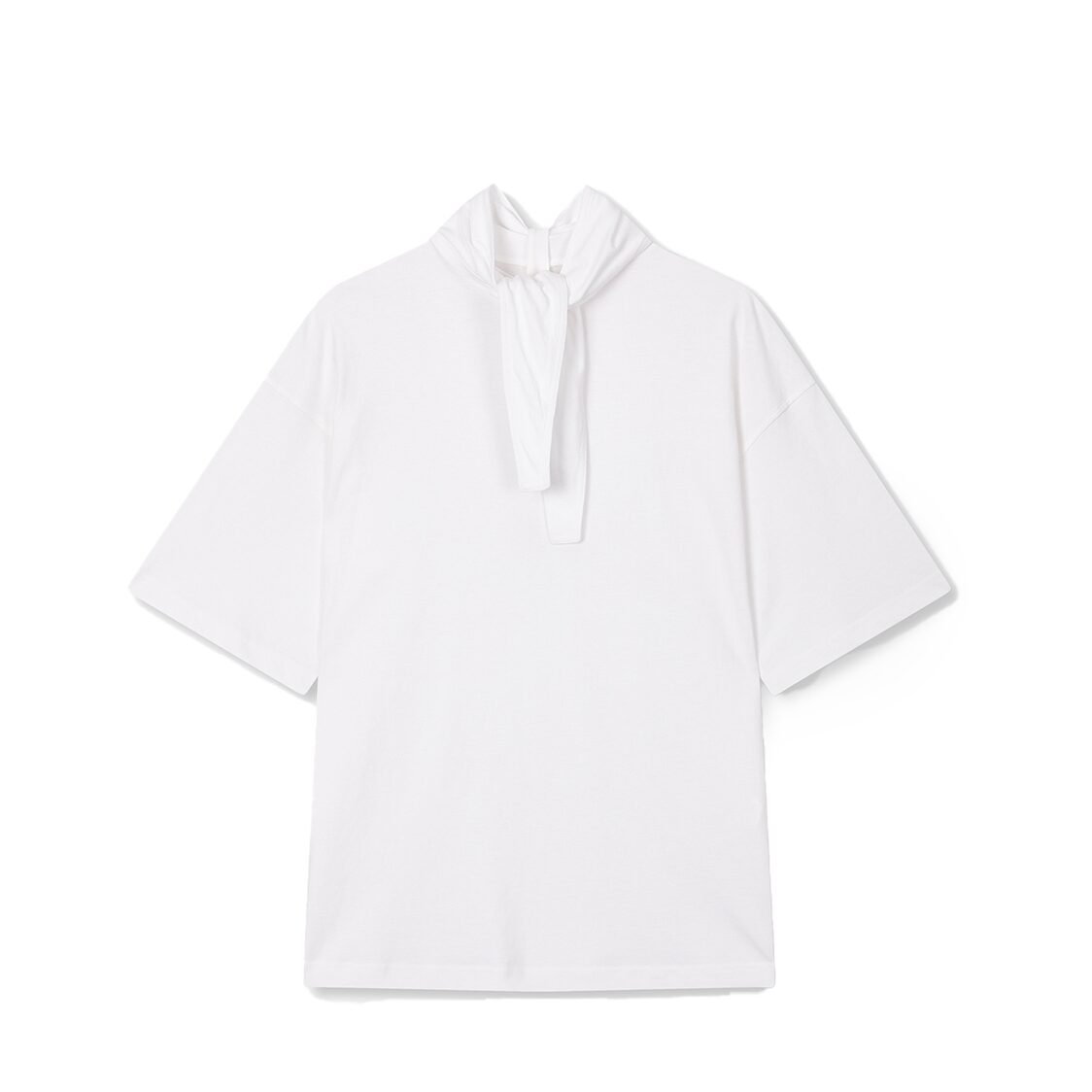 Studio Tomboy Scarf Slit Short Sleeve T-Shirt Off White