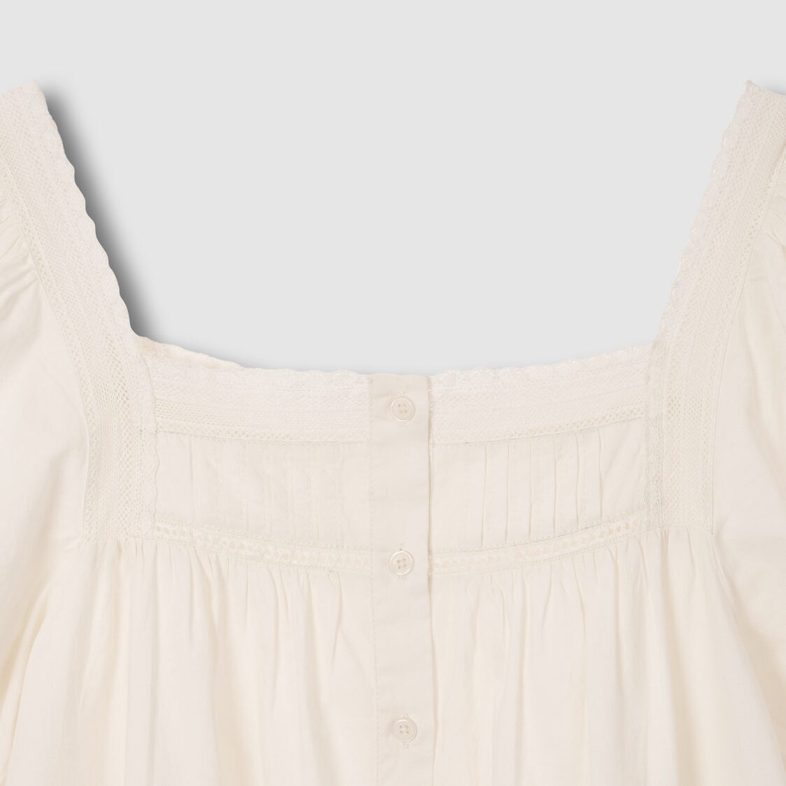 Jaju Women Eyelet Short Sleeve Pajama Shirt Ivory