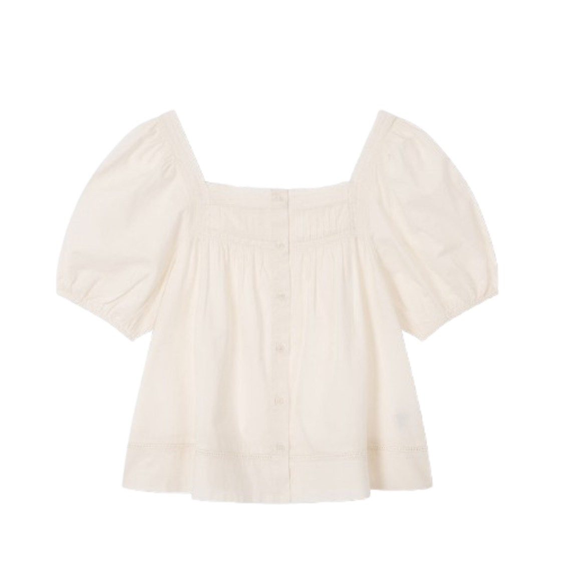 Jaju Women Eyelet Short Sleeve Pajama Shirt Ivory