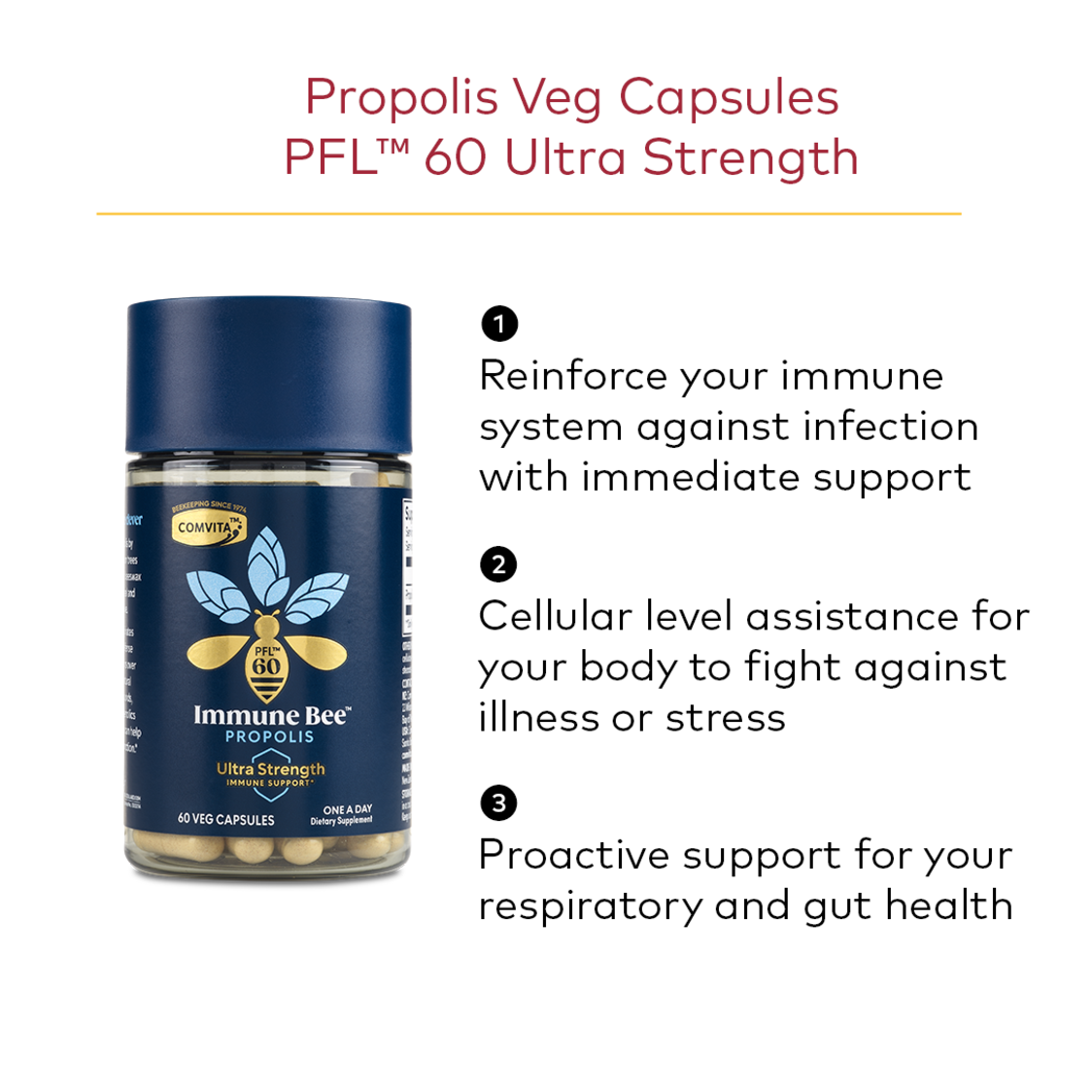 Comvita Propolis PFL60 Ultra Strength 60 Veg Capsules