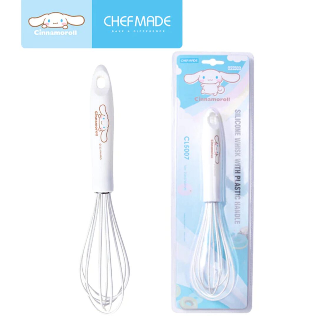 Chefmade Silicone Whisk With Plastic Handle L25.6xW5.7xH5.5cm White Cinnamoroll (1898cm-CL5007)