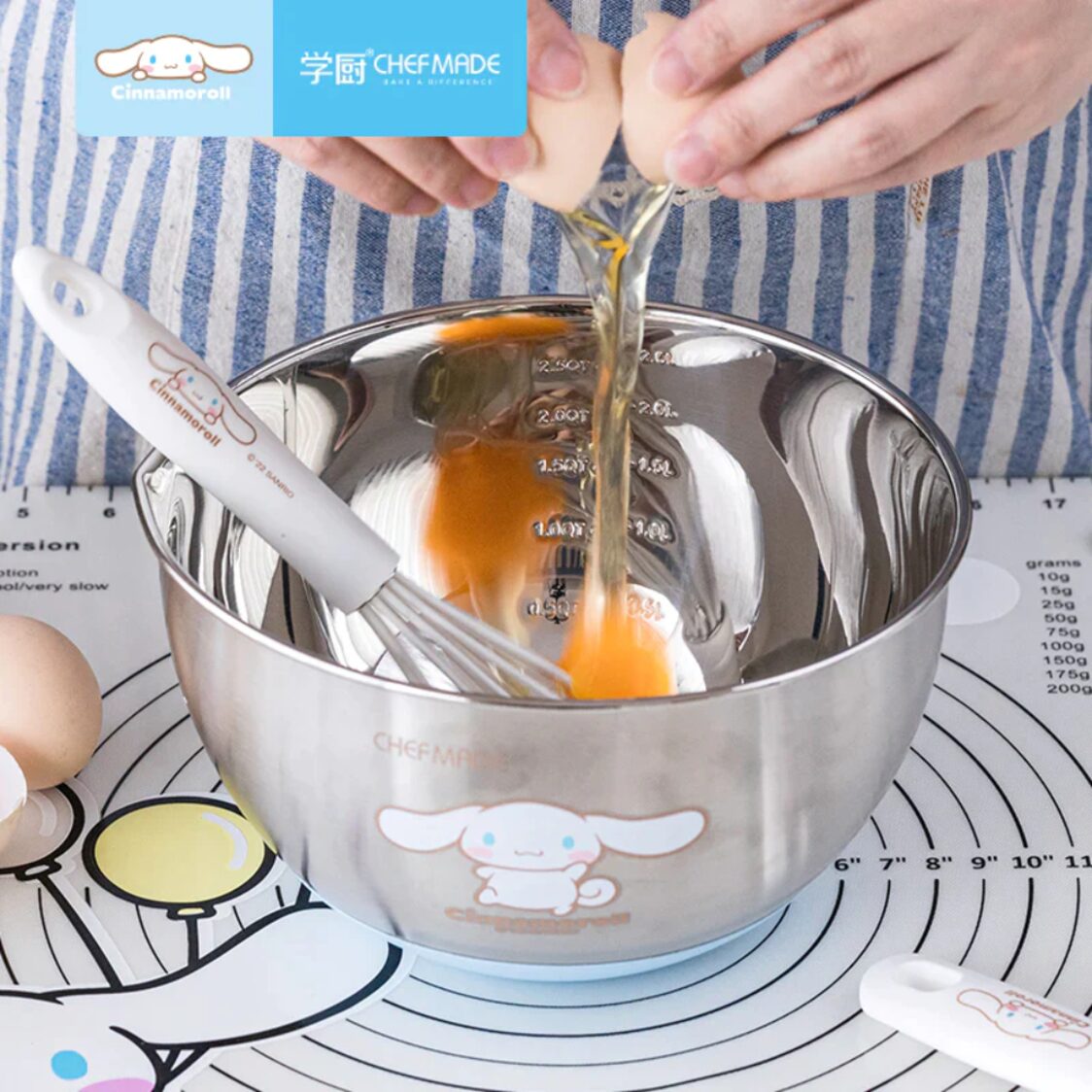 Chefmade Silicone Whisk With Plastic Handle L25.6xW5.7xH5.5cm White Cinnamoroll (1898cm-CL5007)