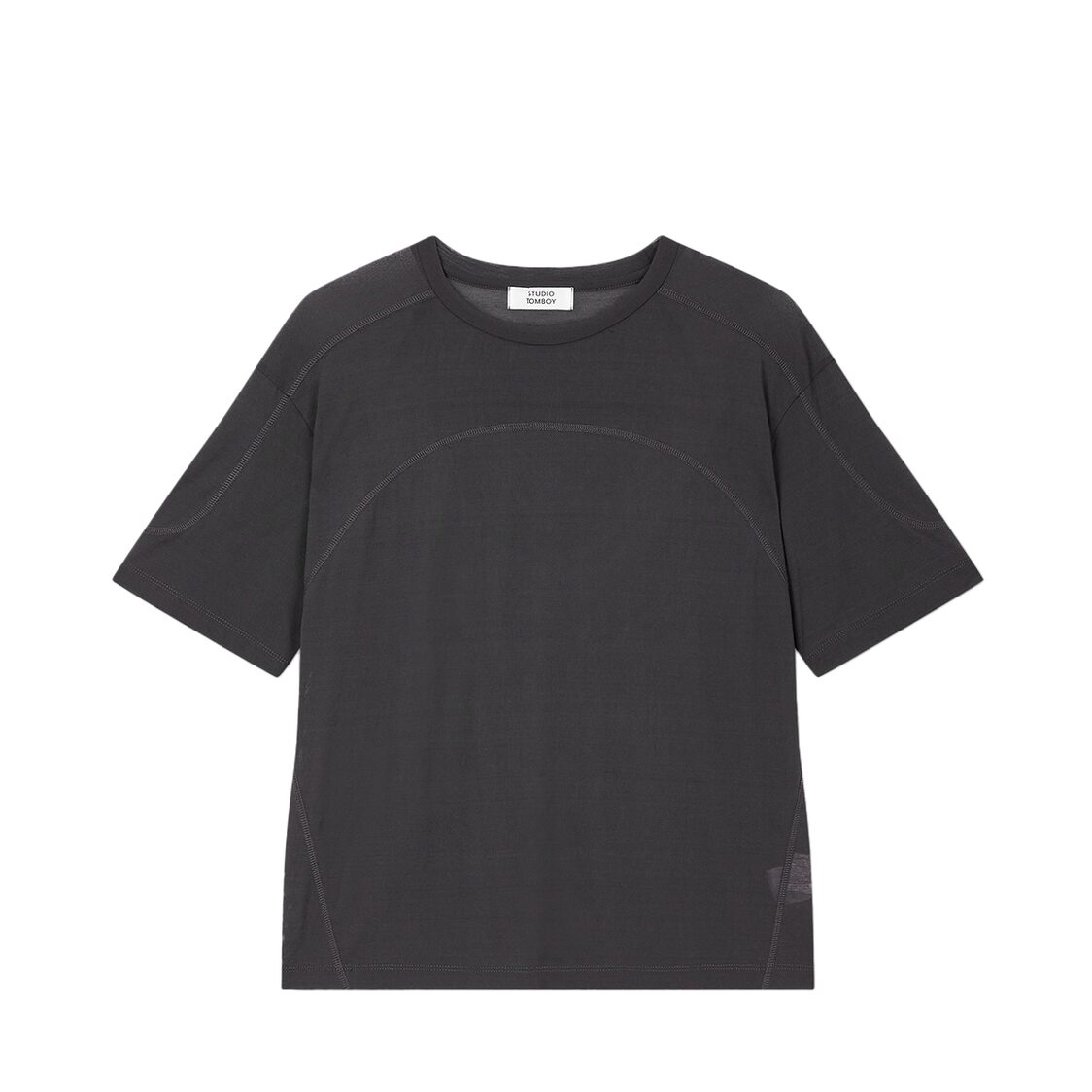Studio Tomboy Seethrough Slit Short Sleeve T-Shirt Charcoal