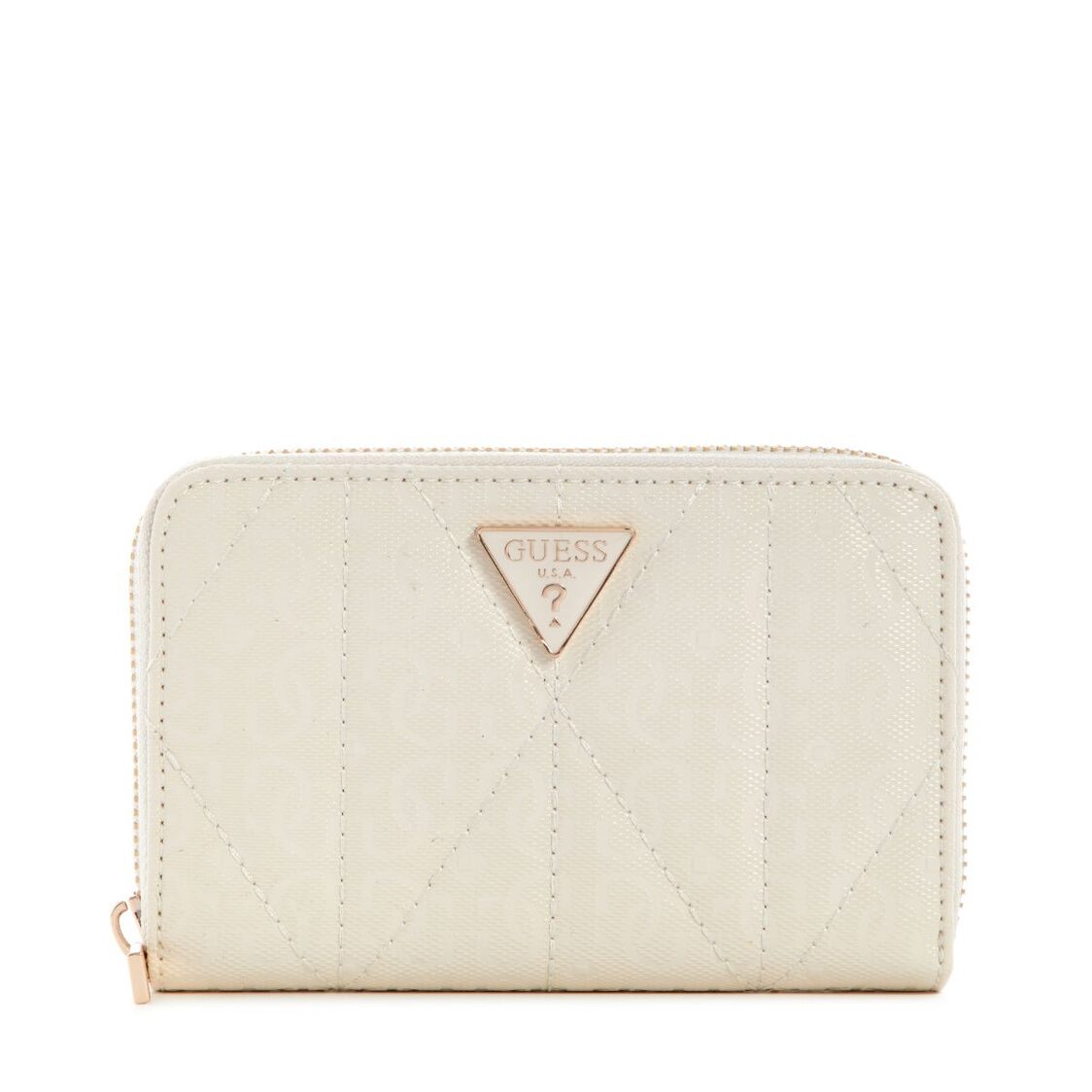 Guess Aldina Slg Medium Zip Around - Off White