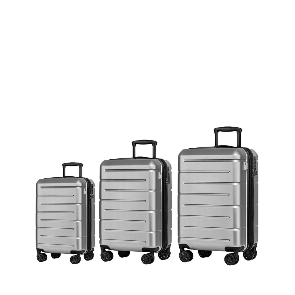 M Collection Expandable TSA Lock 360 Silent Brake Wheel Luggage - Silver Grey