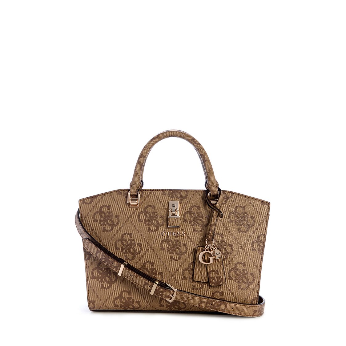 Guess Queensland Luxury Satchel - Latte Logo