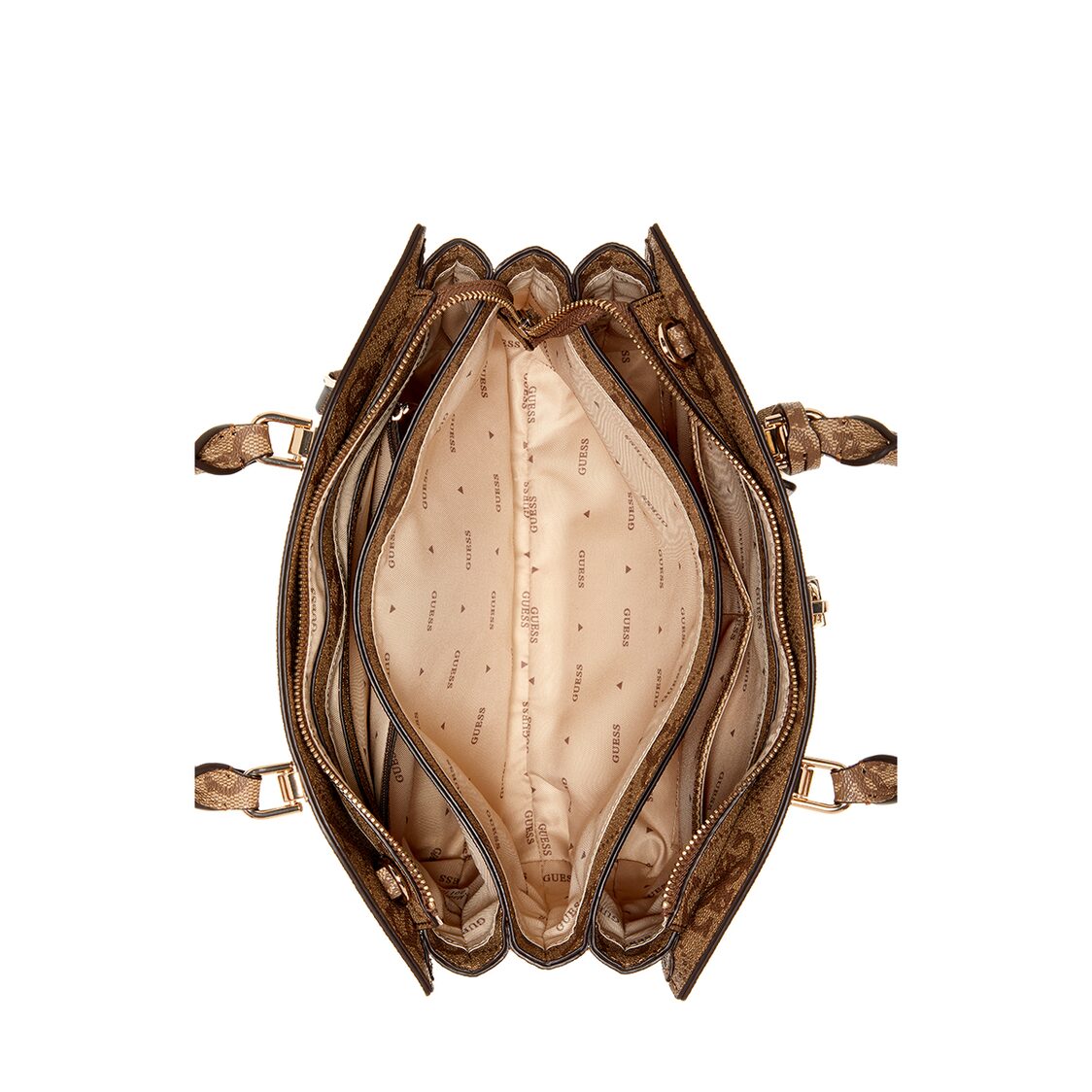 Guess Queensland Luxury Satchel - Latte Logo