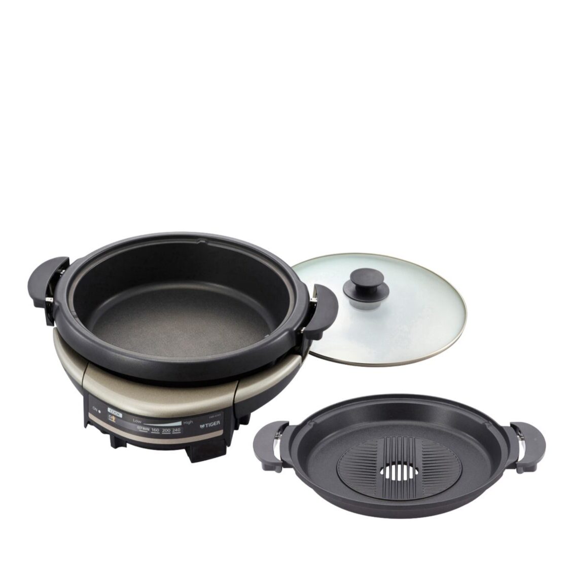 TIGER 5L Electric Steamboat + Grooved Griddle Pan Set (CQD-B10S & CQD-N01S)