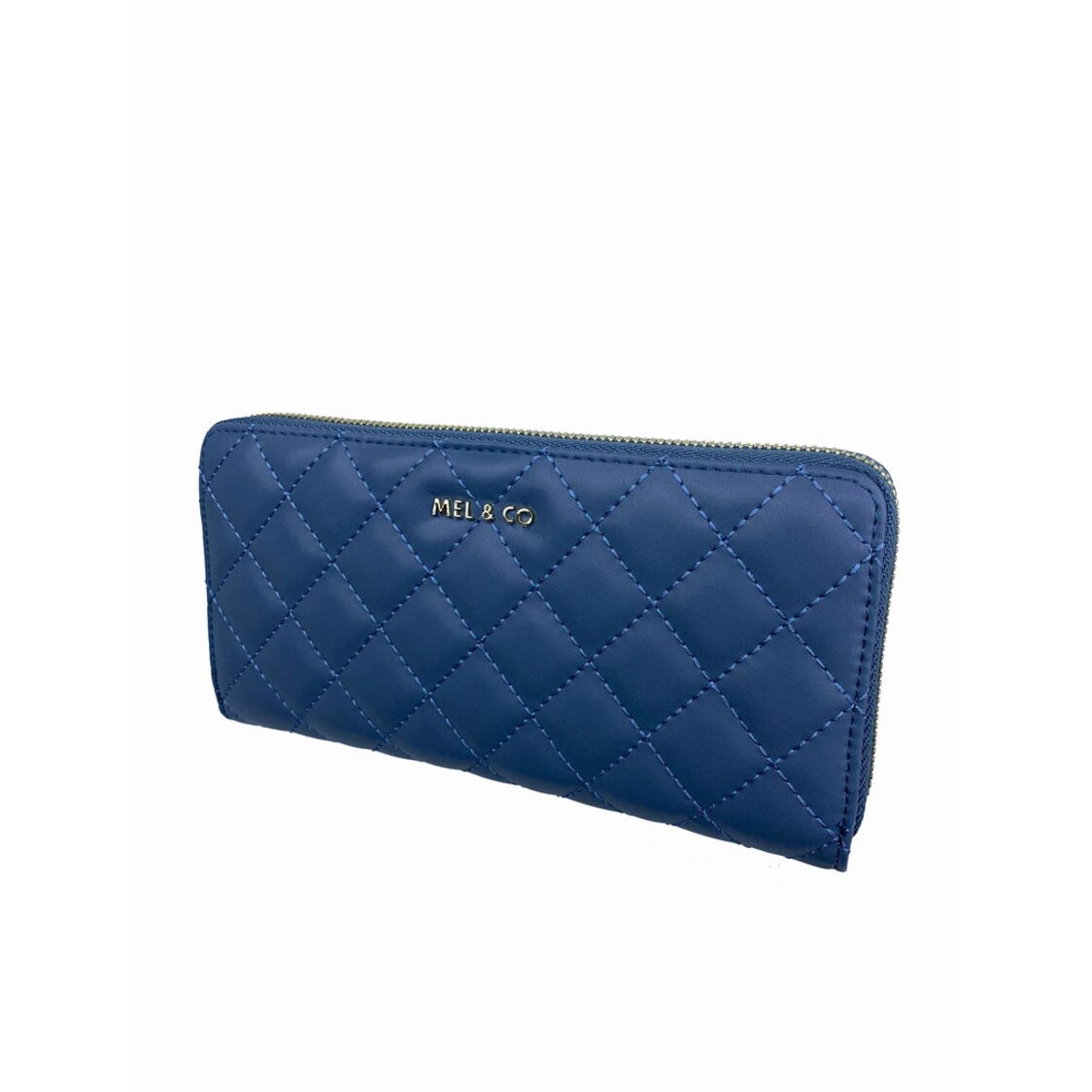 Mel&Co Quilted Zip-Around Wallet Ash Blue