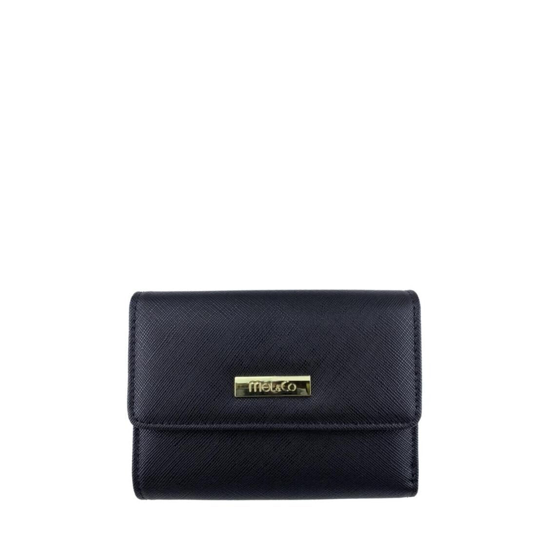 Mel&Co Saffiano Leatherette Half Flap Mid-Size Wallet