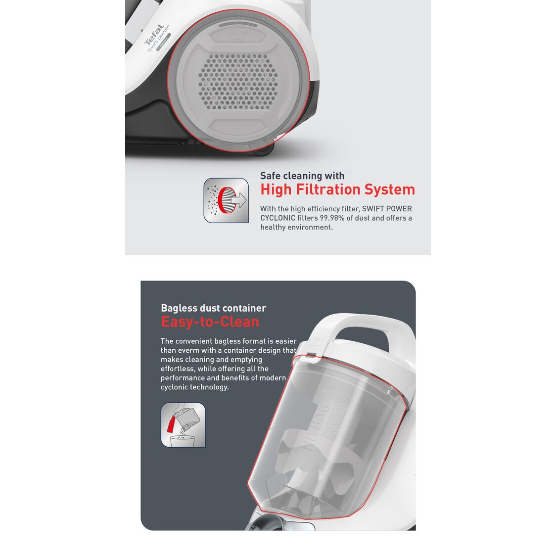 Tefal Swift Power Cyclonic Vacuum Cleaner 750W (TW2947)