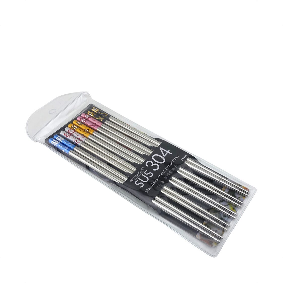 Song Cho 304 Stainless Steel Flower Chopsticks 5 Pairs SC23WS