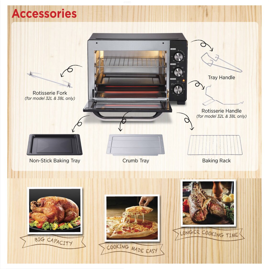 Sharp 32L Electric Oven With Rotisserie Fork and Convection Function (EO-327R-BK)