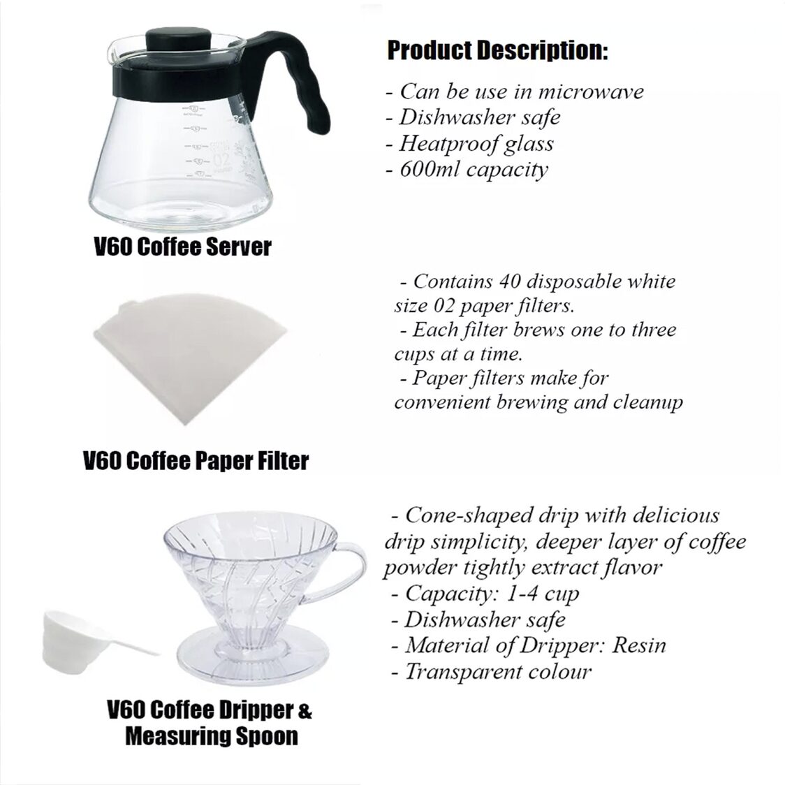 HARIO V60 Craft Coffee Maker (VCND-02B-EX)